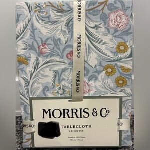 William MORRIS & CO. Leicester Blue Floral Cotton Tablecloth 70” Diameter ROUND